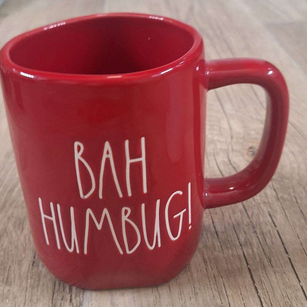 Rae Dunn Red Bah Humbug Red Ceramic Christmas Coffee Mug